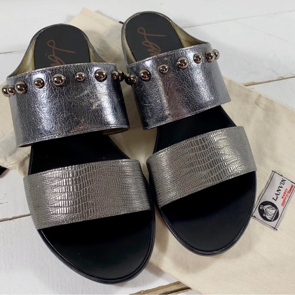 Lanvin Leather Metallic Sandals